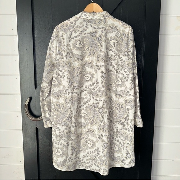 Haven Well Within Organic Cotton Poplin Grey Paisley Boho Sleep Shirt Dress Sz L - Picture 10 of 12
